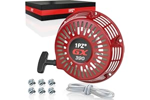 1PZ UK6-PS7 GX390 Recoil Spring Pull Starter Replacement for GX340 GX390 GX610 GX620 11hp 13hp 28400-ZE3-W01ZA Generator Pull Starter with 6 Bolts and Rope Kit