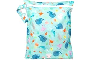 Bumkins Borsa bagnata impermeabile, lavabile, riutilizzabile per viaggi, spiaggia, piscina, passeggino, pannolini, vestiti sporchi, costumi da bagno bagnati, articoli da toeletta, 12 x 14 cm, Ocean