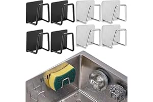 BESTEVERY 8 Stücke Schwammhalter, Edelstahl Klebeschwammhalter, Langlebig Wasserdicht Schwammhalter, Schwammhalter Küche Ohne Bohren, für Bad, Spüllappen, Topfdeckel, Küchenaccessoires, Haushalt Lagerung