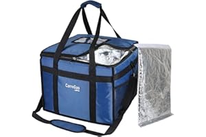 CarreGas Hot Food Delivery Bag Insulated, Premium 38x38x32cm Takeaway Picnic Bags Suitable for Cold and Hot Food, Pizza, Restaurant, Uber Eats Delivery Bag, Grocery Shopping Bag Navy Blue