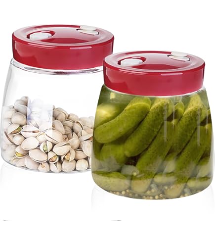 Hoyiyobi 1,5 l fermenteerglas, fermenteerglas met gastventiel en gewicht, fermentering-starterset, kefirglas met deksel, fermenteerset voor zuurkool, kimchi, kombucha en pickles (2-pack