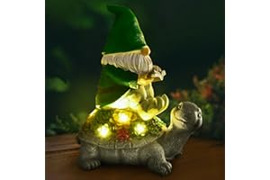 IEEILULU Solar Gartenfiguren Schildkröte Gartendeko, Solarbetriebene Schildkröte Statue, LED Gartenstatuen Außen, Verwendet für Balkon, Hof Dekoration, Geschenke für Frauen,Mütter,Großmütter (Zwerg)