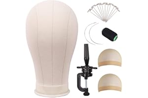 MapofBeauty 23 Zoll Leinwand Block Kopf Perücke Kopf Mit Stand für Making Perücke Mannequin Kopf Zeigen Styling (Beige)