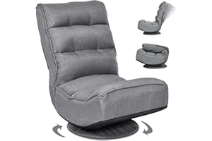 RELAX4LIFE Chaise de Sol Pliable Réglable en 5 Positions, Fauteuil au Sol à 360° et Cadre en Fer Robuste,Chaise de Meditation pour Lire, Reposer (Gris)