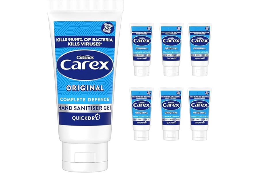Hand Sanitiser Gel 50ml – Pack of 6 Travel Bottles | 70% Alcohol Antibacterial Hand Gel | Fast-Drying Pocket Hand Cleaner for Home, Work, Car, School & Travel - Bulk Pack of 6