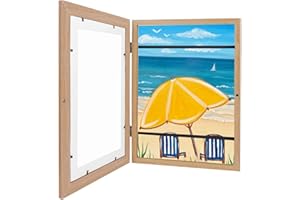 Lenugeo Bilderrahmen Für Kinderzeichnungen, DIN A4 Kunst Kinder Rahmen, Klappbarer Befüllbarer Kunstfotorahmen Frontöffnung | Holz*1