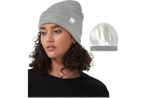 Hat Hut Gorro con forro de satén para mujeres y hombres, sombreros de invierno para mujer, forro de seda, gorro de esquí, gorro cálido unisex con puños
