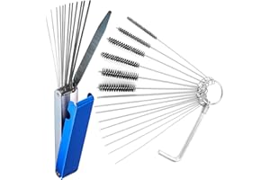 INSPUTOL Carburatore Carbon Dirt Jet Remove Cleaner Kit di pulizia del carburatore 9 aghi per la pulizia 6 spazzole in nylon 1 chiave inglese e 13 fili per la pulizia Spazzole per moto ATV Saldatore Carb