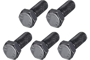 METALLIXITY Hex Bolts (M12-1.75x30mm) 5Pcs, 8.8 Grade Carbon Steel Fully Threaded Black Oxide, Coarse Thread UNC Hex Head Screw Bolt - for Furniture Repair