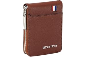 Storite PU Leather 9 Slot Vertical Credit Debit Card Holder Money Wallet Zipper Coin Purse for Men Women - Lightbrown (11.5 x