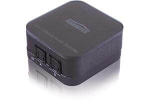 Switch Audio Toslink - Marmitek Connect TS21 - Audio Optical - 2 IN / 1 Out - S/PDIF - Frecuencia de Muestreo de 192 kHz - Dolby Digital - DTS - Interruptor Para Cable de Fibra Óptica - Control Remoto