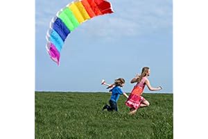 AUSLA Rainbow Dual Line Profesjonalny Latawiec Kaskaderski, Miękki Latawiec Sportowy z Uchwytami z Podwójnymi Liniami 30m, Odpowiedni do Latania w Otwartych Przestrzeniach Zewnętrznych(1.4 meters)