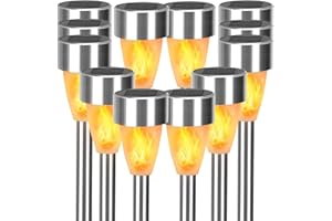 Aigostar-Luces de llamas Solar Exterior Jardin 12 Piezas,iluminación Realista Fuego Encendido,IP44 Impermeable,Luces de Antorcha Solar para exterior,Luz Solar Exterior para Jardín,Césped,Camino