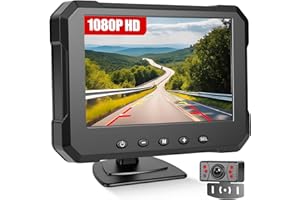 CAMECHO 1080P Car Reversing Camera Set with 5 inch Monitor, 170° Wide Angle IP68 Waterproof Parking Reverse Camera Kit for Car Van Caravan Motorhome Super Night Vision Anti-Interference Stable Signal