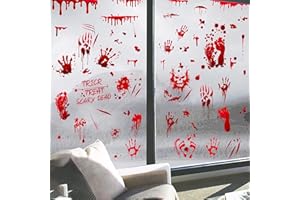 GUANGMU Halloween Pegatinas de Pared 95pcs Huella de Mano Sangrienta Decoraciones de Ventana DIY Murales Extraíble Stickers Pegatina de Ventana para Halloween de Fiesta Etiquetas Horror 9Hojas