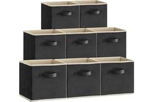 Lifewit Lot de 8 Cubes de Rangement, Caisses Rangement, Paniers Rangement Pliables en Tissu, Boites de Rangement avec Poignées, Organisateurs pour Vetements, Jouets, 30 x 30 x 30 cm,27L Noir
