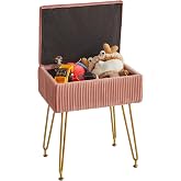 YMYNY Velvet Stool, Ottomans, Makeup Storage Stool, Metal Stand, Vanity Benches, Ottomans, for Living Room Bedroom 40&times;29.5&times;48