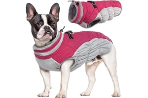 Hjumarayan Płaszcz dla małych, średnich i dużych psów, kurtka dla psa, ciepła kamizelka dla psa, płaszcz zimowy, wodoodporny płaszcz z podszewką, płaszcz dla buldoga francuskiego (różowy, M)