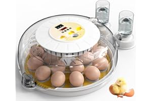 DETODDA Brutautomat Vollautomatisch, Brutmaschine Vollautomatisch Brutkasten Hühner mit LED Beleuchtung Automatischem Eierdrehen und Automatischer Wasserzugabe, Inkubator Hühner für 18 Eier