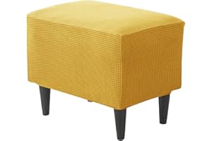 JHLD Copri Pouf Elasticizzato, Copertura dell'Ottomano Rettangolare Copri Poggiapiedi Jacquard Fodera per Pouf Con Fondo elastico Rimovibili e Lavabili -giallo-1 pezzo