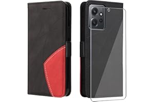 UKECASE Funda con Protector para Xiaomi Redmi Note 12 4G, Carcasa Libro de Premium PU Cuero Tapa Suave con Ranura para Tarjetas Color Negro
