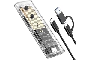 ATSHLD Boîtier SSD M.2 NVMe USB 3.1 Gen 2 10 Gbit/s, Boîtier Disque Dur Externe Transparent pour SSD M-Key 2230/2242/2260/2280, Adaptateur USB-C/USB-A Compatible Windows Mac Linux, UASP Trim Plug & Play