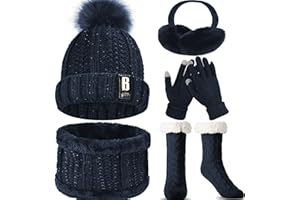 WEASIC Hat and Scarf Set for Women Hat Scarf and Gloves Set Ladies Women's Cold Weather Sets Womens Hat Scarf and Gloves Set Ear Muffs Slippers Women Christmas Gifts for Women