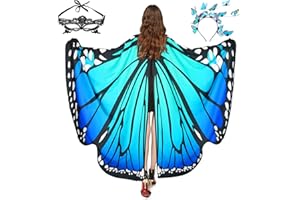 Sunlisky Schmetterling Damen Flügel Schmetterlingsflügel Erwachsene Mädchen Faschingskostüme Damen Umhang Verkleidung Schmetterlings Zubehör 3 Set mit Schmetterling Haarreif Gesichtsmaske