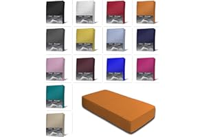 ONE-HOME Jersey Spannbettlaken Spannbetttuch Bettlaken weich 100% Baumwolle Rundumgummi, Maße:180-200 x 200 cm, Farbe:Terracotta/Orange