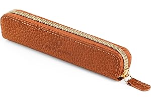 Antony Olivier Real Leather Pencil Case | Rustic Brown Pen Pouch with Zip | for Men, Women & Professionals | Cutest Slim Design Size Pouch for Stationery & Utensils
