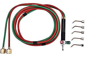 DAUERHAFT Schweißbrenner-Werkzeug-Flammenpistole mit 5 Spitzen, Mini-Gas-Brennerschweißen, Schmuck-Sauerstoffbrenner, Schmuckverarbeitungsausrüstung Schweißpistole, Metallpulver-Sprühschweißbrenner