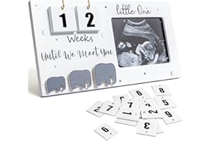 Johiux Baby First Scan Photo Frames Pregnancy Announcement Gifts,Baby Sonogram Picture Frame Countdown Weeks,Ultrasound Picture Pregnant Mom Wooden Photo Mum to be Pregnancy Gifts.