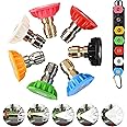 JOEBO Pressure Washer Nozzle Tips Set with Holder, 7 Spray Nozzle Tips, 1/4 Inch Quick Connect, 4000 PSI, Durable Plastic, Multiple Angles (7 Pack)