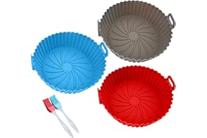 TIRYNS 3 Pezzi Teglia in Silicone per Friggitrice ad Aria, Riutilizzabile Cestino per Friggitrice ad Aria Semplice da Pulire Contenitori Accessori per Airfryer Microonde Forno Microonde Philips 16cm