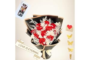 RYDDELIGHOME Forever Roses Bouquet Red and White, Flowers Delivery Next Day Prime, Flowers For Valentine's Day, Gifts For Women Who Has Everything, Next day Delivery Gifts For Women