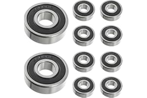 HUAREW cuscinetti a sfera 6000 2RS in acciaio cuscinetto 10 mm x 26 mm x 8 mm, cuscinetti a sfera a doppia schermatura (10 Pcs)