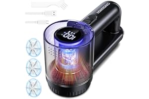 Homtronics Electric Lint Remover, 2000mAh Rechargeable Bobble Shaver for Clothes and Furniture, Adjustable 3-Speed, 6-Leaf Blade, LED Display, Quick and Effective Removal of Pills and Bobbles (Black)