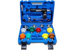CCLIFE 16 Pezzi Universale Radiatore Pressione Tester Kit, Set di Tester per Sistema di Raffreddamento, Strumento ad Aria compressa per Auto - Blu
