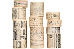 MARJORAMY Washi Tape Set,10 Rollos Cinta Adhesiva Vintage,Decorativas Cinta Adhesiva Vintage,Pegatinas Scrapbooking,Scrapbooking Materiales,Para Bullet Journal Accesorios,Manualidades