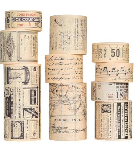 Set 18 Rotoli Nastro Washi Vintage, Fiori E Farfalle, Larghezze Varie, Per Scrapbooking