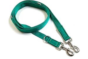 CHURCH PRODUCTS UK 25mm Police Style Dog Training Leads Obedience Control Leash Multi-Functional Double Ended In Cushioned Webbing (Emerald Green, 8ft (2.4m) Long)