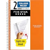 Five Star Spiral Defter, 2 Konu, Kolej Kareli, 9 1/2" x 6" 80 Yaprak, Sedona Turuncu (840029CD1-ECM)