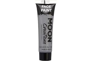 Moon Creations Face & Body Paint Tubes | Grey | 12ml | Ready to Use Face Paint | No Flake | Cruelty Free, Made in UK | Face Paint for Kids, Adults, Fancy Dress, Festivals, Halloween & More
