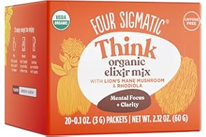 Four Sigmatic Lion's Mane Elixir Mushroom Coffee Alternative | Organic Lion's Mane Mushroom Powder, Rhodiola & Rose Hips | Immune & Memory Support | Paleo | Pack of 21