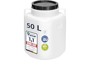 Garronda 50 Liter Récupérateur d'eau de Pluie Carré BPA-Free avec Couvercle Réservoir pour Choucroute et Salaison GD-0088, Blanc