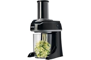 Imetec SP 100 elektryczna krajalnica spiralna w 3 kształtach spaghetti, tagliatelle, papille, ostrza ze stali nierdzewnej, pojemnik nie zawiera BPA, 500 ml, system bezpieczeństwa, czarny/srebrny