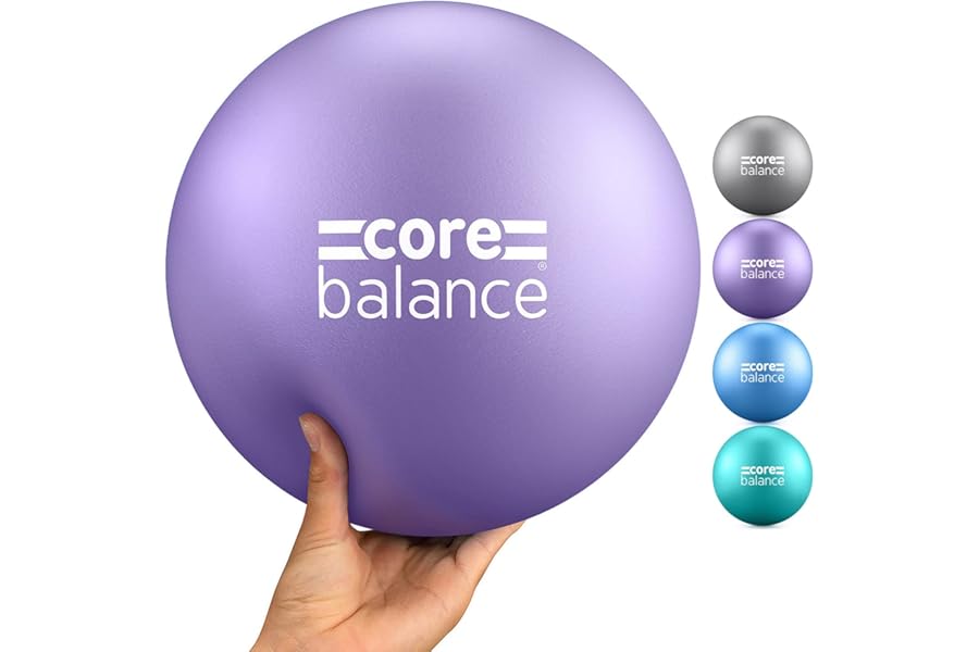 Core Balance Soft Pilates Ball 23cm / 9 Inch, Small Anti Burst, Yoga Exercise Fitness Physiotherapy Physical Training, Inflatable Straw For Easy Inflation, 200kg Weight Capacity