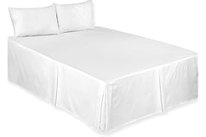 ARLINENS Luxury Plain Dyed Poly Cotton Platform Base Valance Sheet in Following Colours and Sizes (DOUBLE, WHITE)