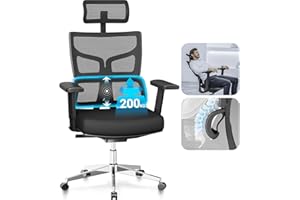 MELOKEA Ergonomic Office Chair 200kg 440LBS for Heavy People, Wide Mesh Heavy Duty Chair XL with Auto-chasing Lumbar, 3D Widened Arm, 90° 110° 122° Lock, Big and Tall PC Gaming EN12520, ReliefBack Max