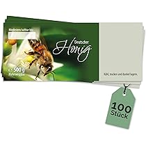 Apoidea Honig Etiketten 250g - 100 Stück Nassklebend Zum Stempeln